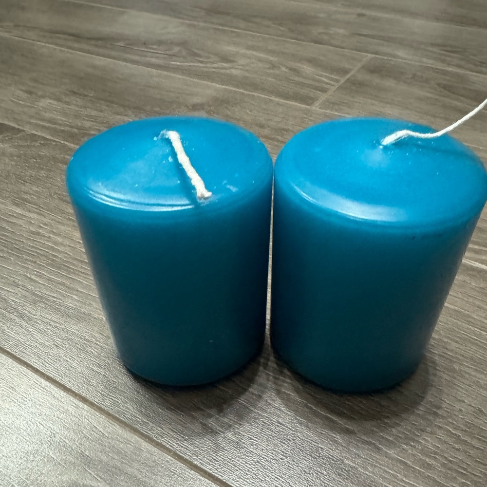 Blue Pillar Candles - Set of 2